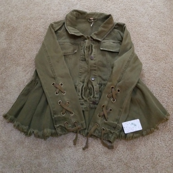 NWT! FREE PEOPLE Size M Army Green Jacket - Picture 3 of 7